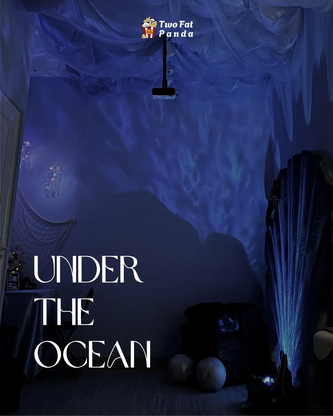 Blue ocean-themed private cinema room from Two Fat Panda